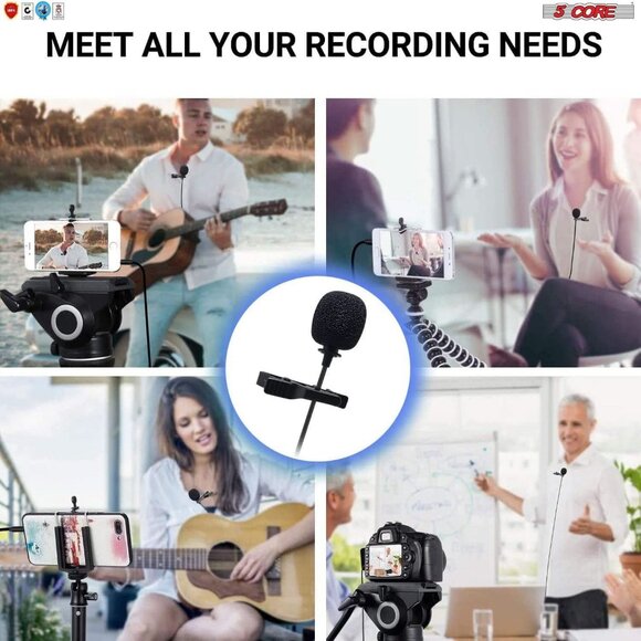 5 CORE Professional Omnidirectional Lavalier Microphone 3.5mm Clip-On Lapel Mic - Picture 6 of 8